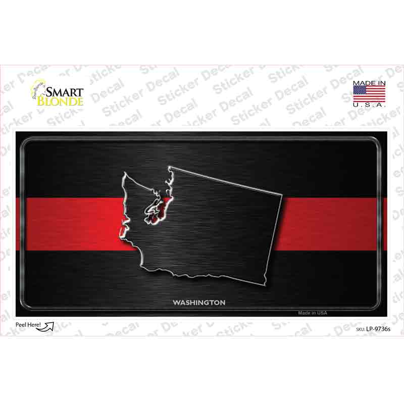 LP-9736s-M Washington Thin Red Line Novelty Sticker Decal - Medium