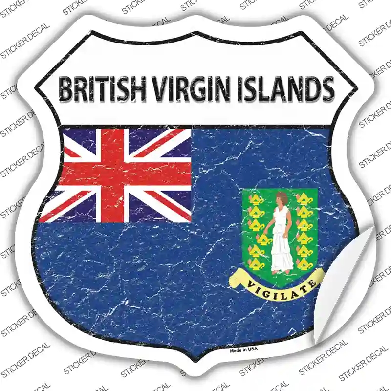 HS-196s-L British Virgin Islands Flag Novelty Highway Shield Sticker Decal - Large