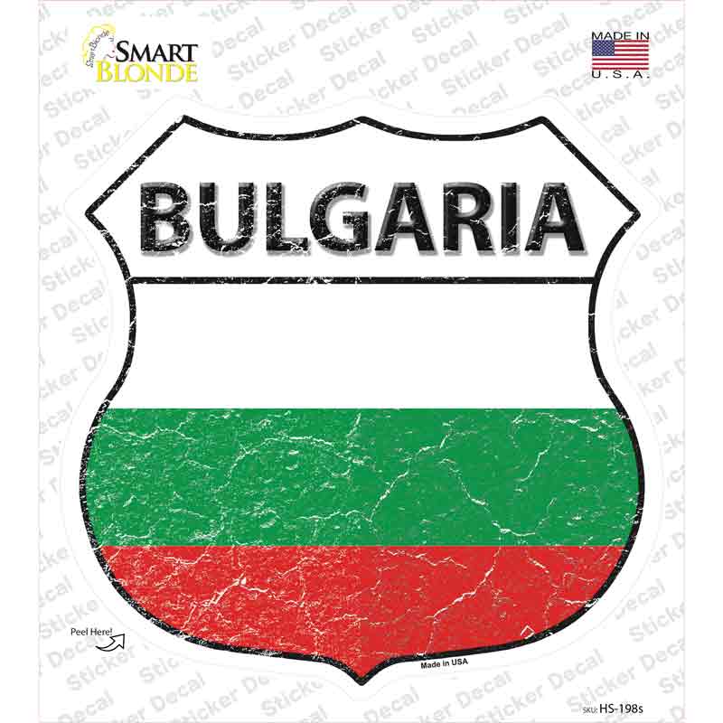 HS-198s-M Bulgaria Flag Novelty Highway Shield Sticker Decal - Medium