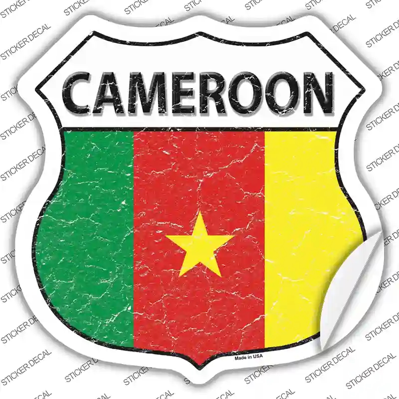 HS-203s-L Cameroon Flag Novelty Highway Shield Sticker Decal - Large