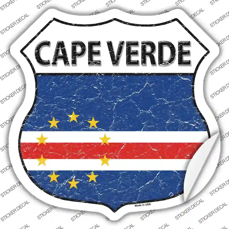 HS-206s-XL Cape Verde Flag Novelty Highway Shield Sticker Decal - Extra Large