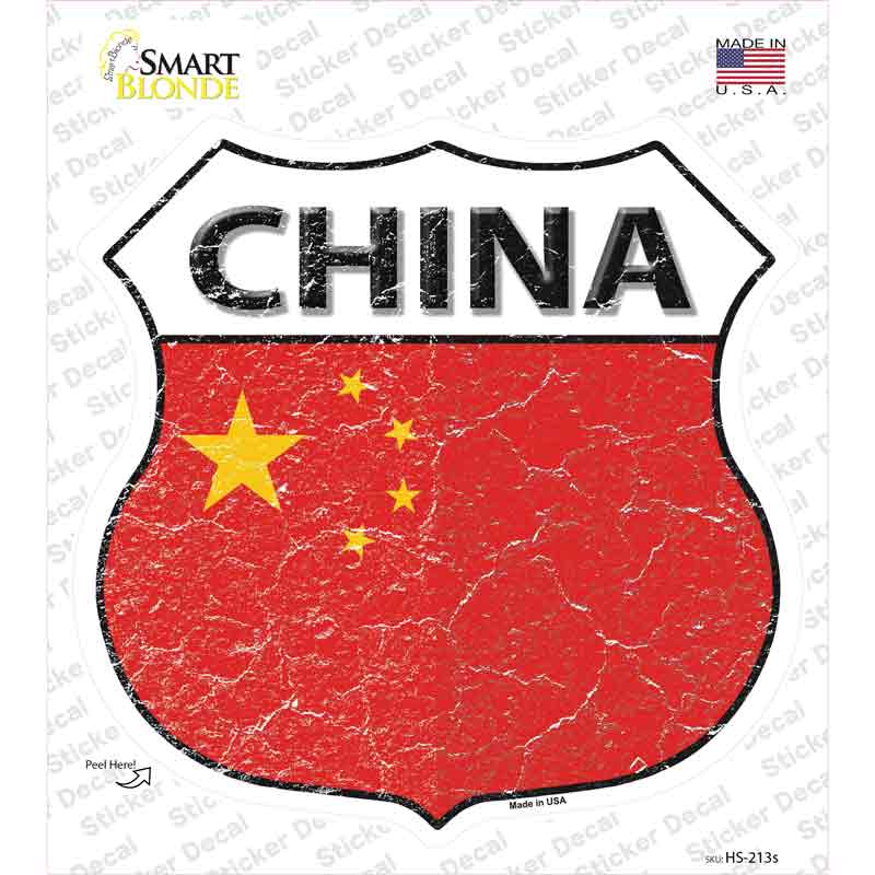 HS-213s-M China Flag Novelty Highway Shield Sticker Decal - Medium