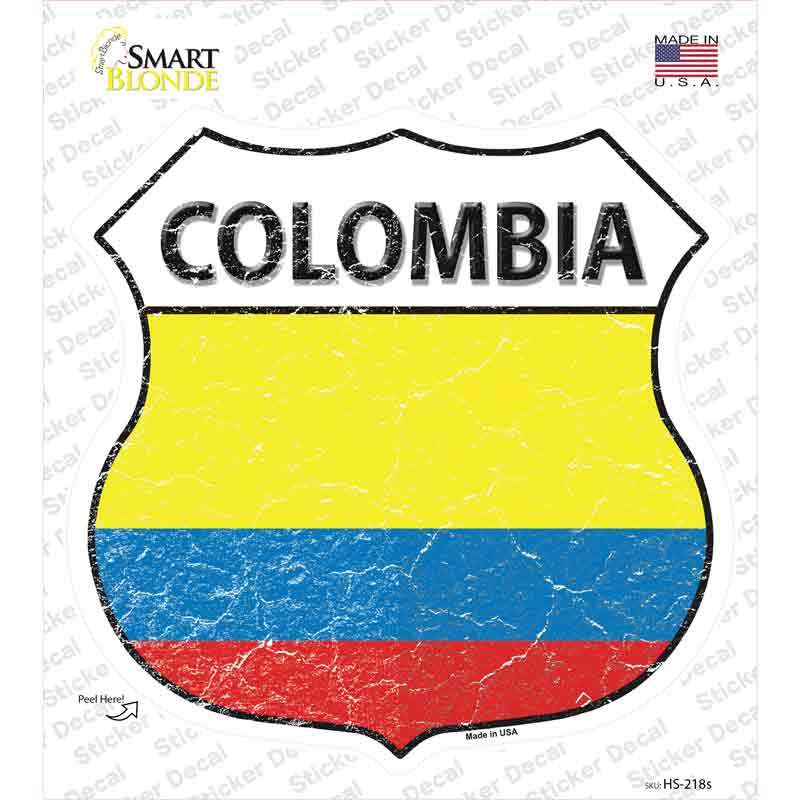 HS-218s-M Colombia Flag Novelty Highway Shield Sticker Decal - Medium