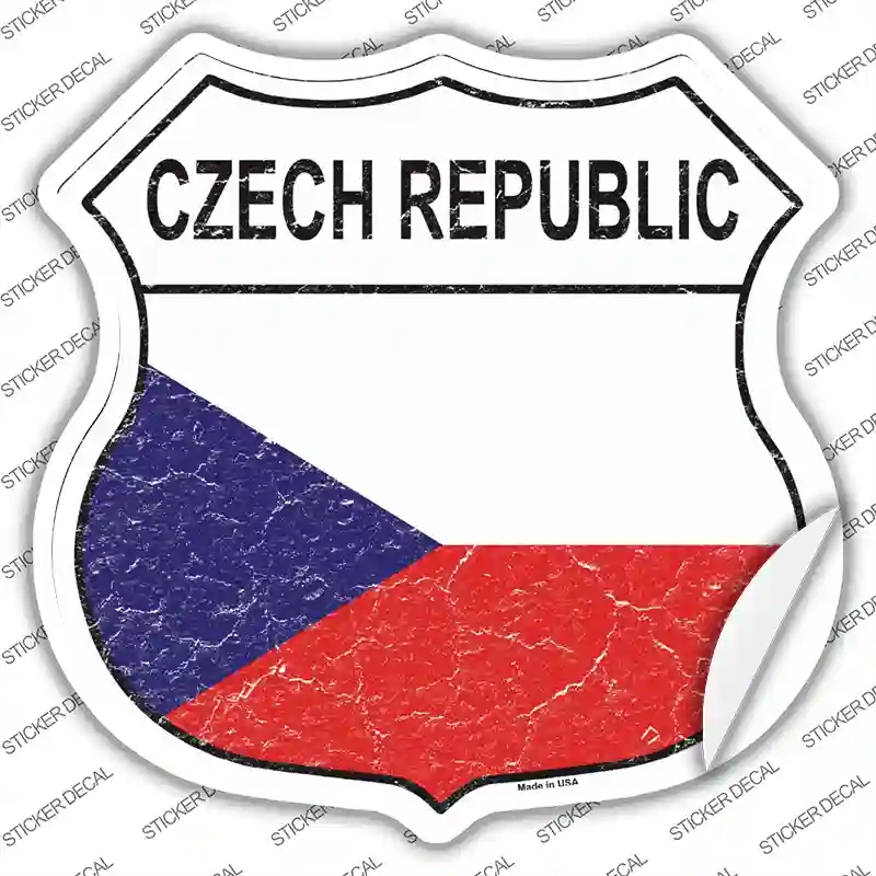 HS-230s-L Czech Republic Flag Novelty Highway Shield Sticker Decal - Large
