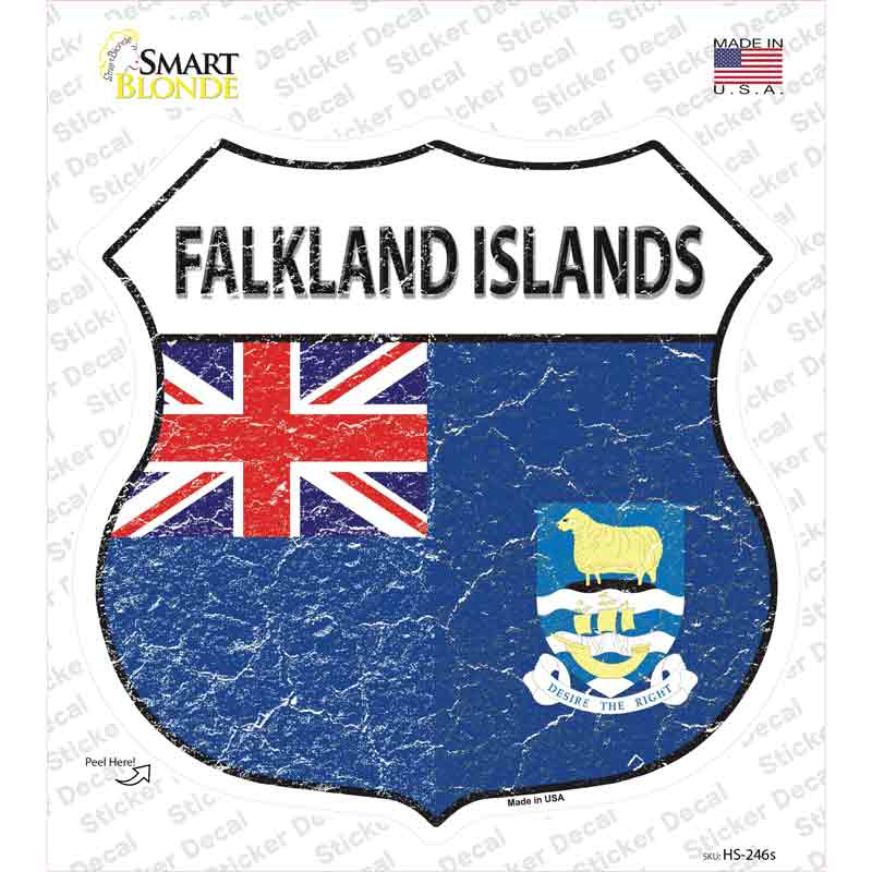 HS-246s-M Falkland Islands Flag Novelty Highway Shield Sticker Decal - Medium