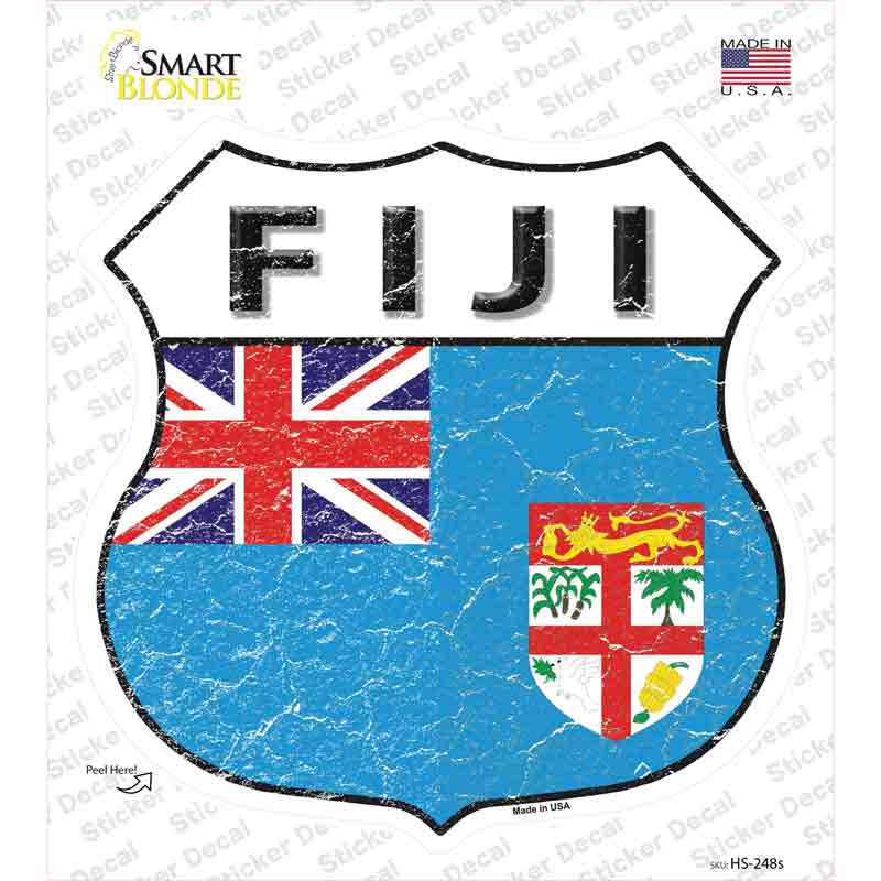 HS-248s-M Fiji Flag Novelty Highway Shield Sticker Decal - Medium