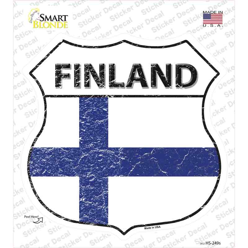 HS-249s-M Finland Flag Novelty Highway Shield Sticker Decal - Medium