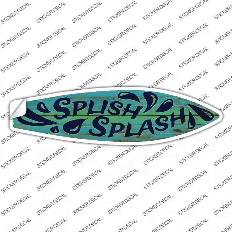 SB-178s-L Green Splish Splash Novelty Surfboard Sticker Decal - Large