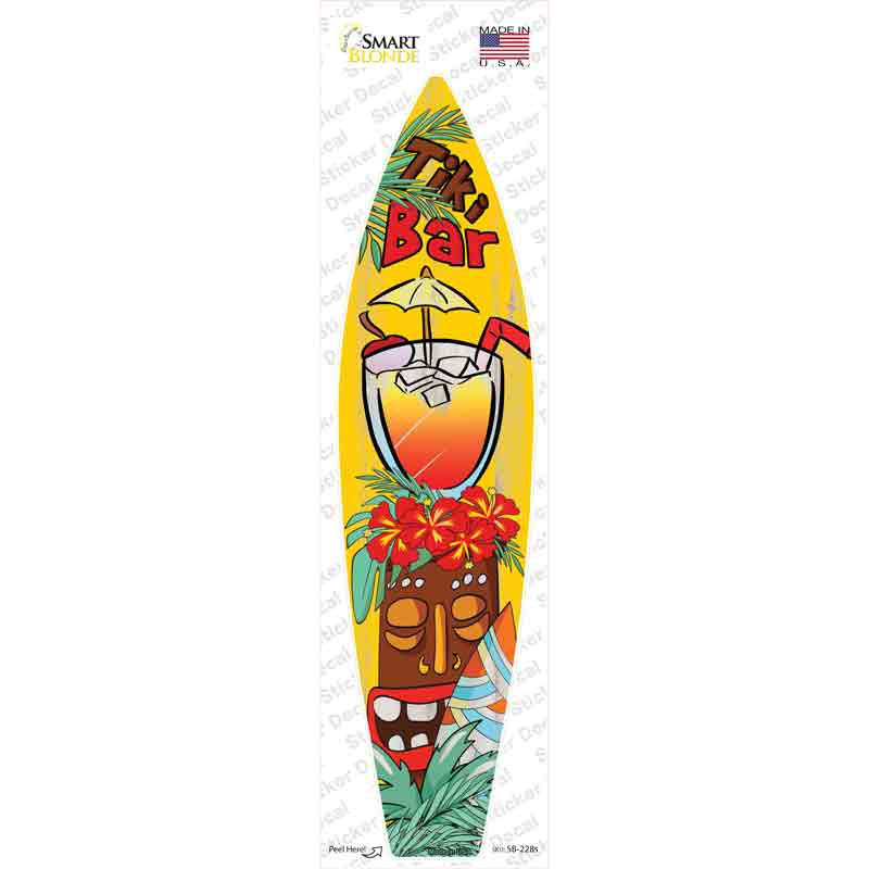 SB-228s-M Tiki Bar with Drink Novelty Surfboard Sticker Decal - Medium