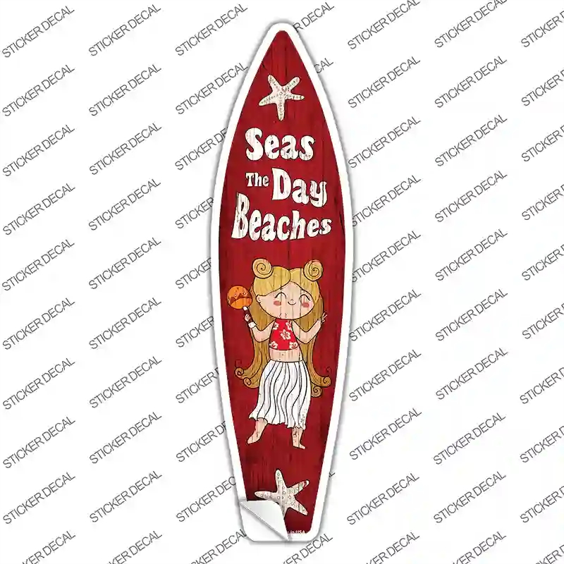 SB-231s-XL Seas the Day Beaches Novelty Surfboard Sticker Decal - Extra Large