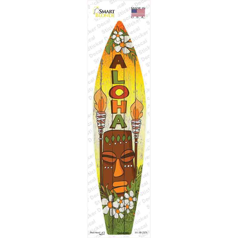 SB-237s-M Aloha with Tiki Novelty Surfboard Sticker Decal - Medium