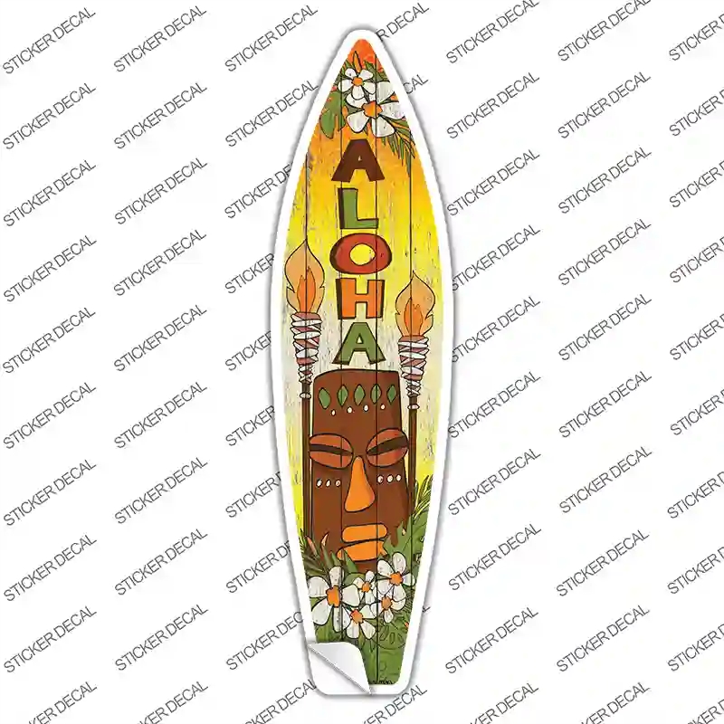 SB-237s-S Aloha with Tiki Novelty Surfboard Sticker Decal - Small