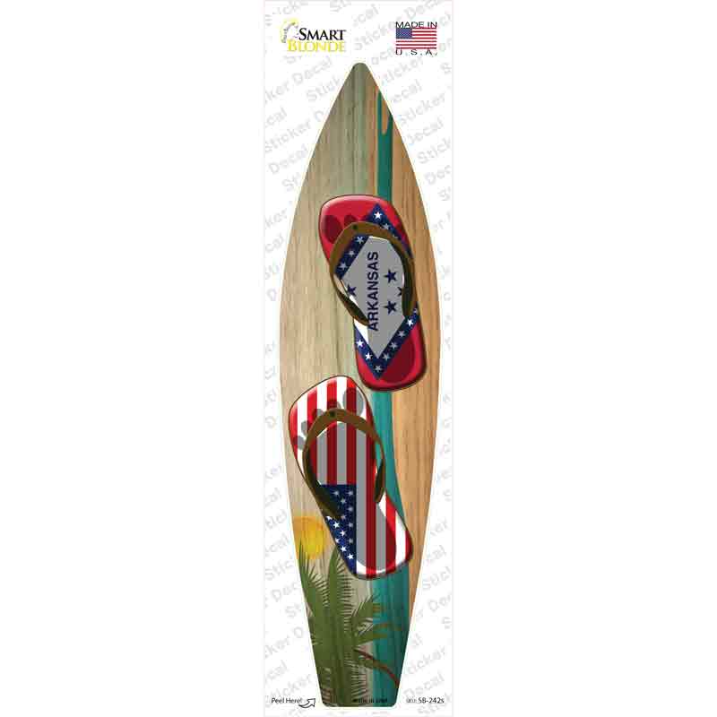 SB-242s-M Arkansas Flag Flip Flop Novelty Surfboard Sticker Decal - Medium
