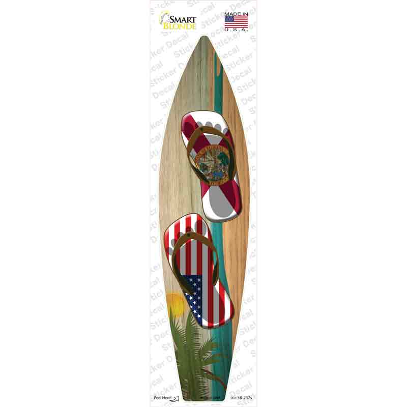 SB-247s-M Florida Flag Flip Flop Novelty Surfboard Sticker Decal - Medium