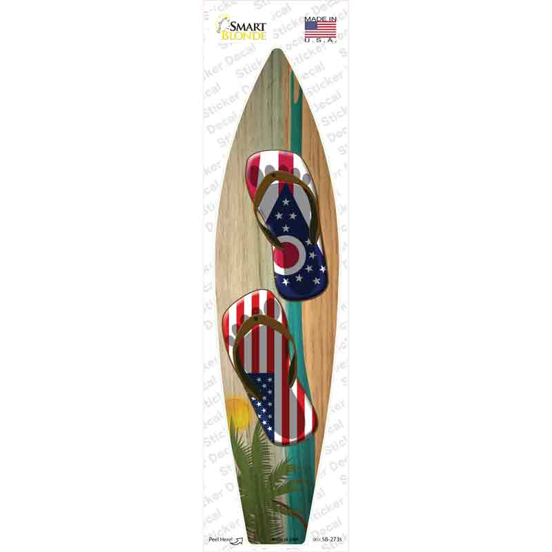 SB-273s-M Ohio Flag Flip Flop Novelty Surfboard Sticker Decal - Medium
