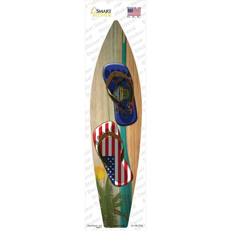 SB-276s-M Pennsylvania Flag Flip Flop Novelty Surfboard Sticker Decal - Medium