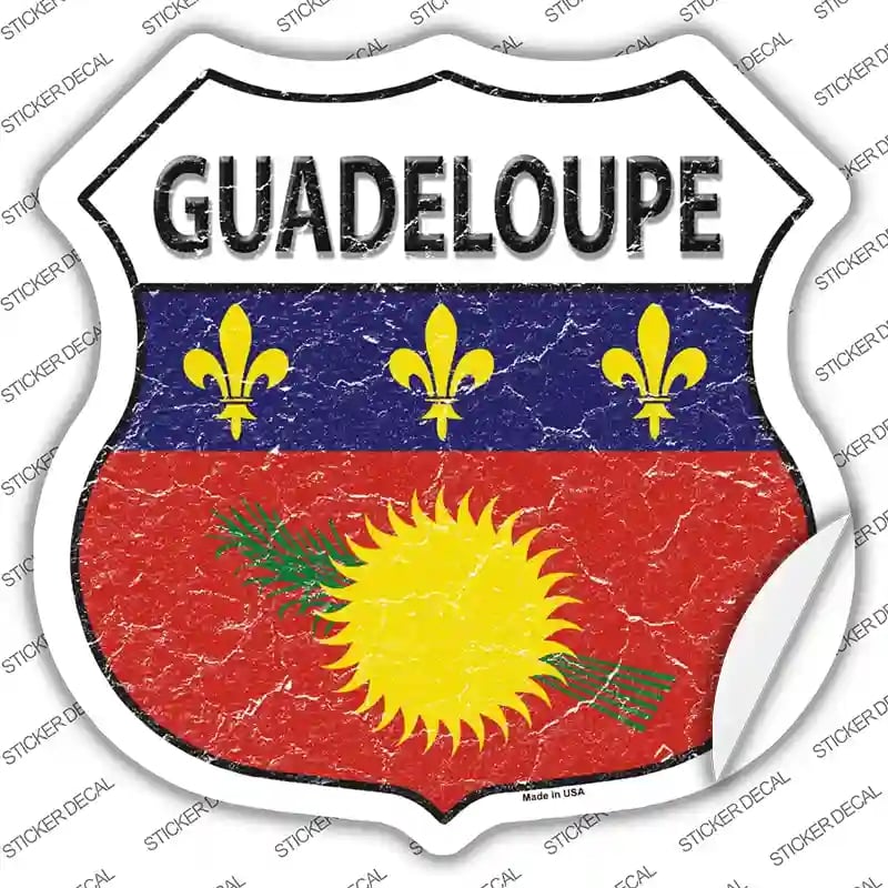 HS-265s-L Guadeloupe Flag Novelty Highway Shield Sticker Decal - Large