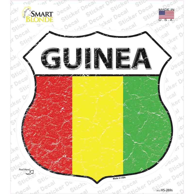 HS-269s-M Guinea Flag Novelty Highway Shield Sticker Decal - Medium
