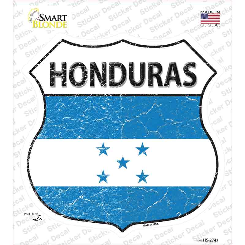 HS-274s-M Honduras Flag Novelty Highway Shield Sticker Decal - Medium
