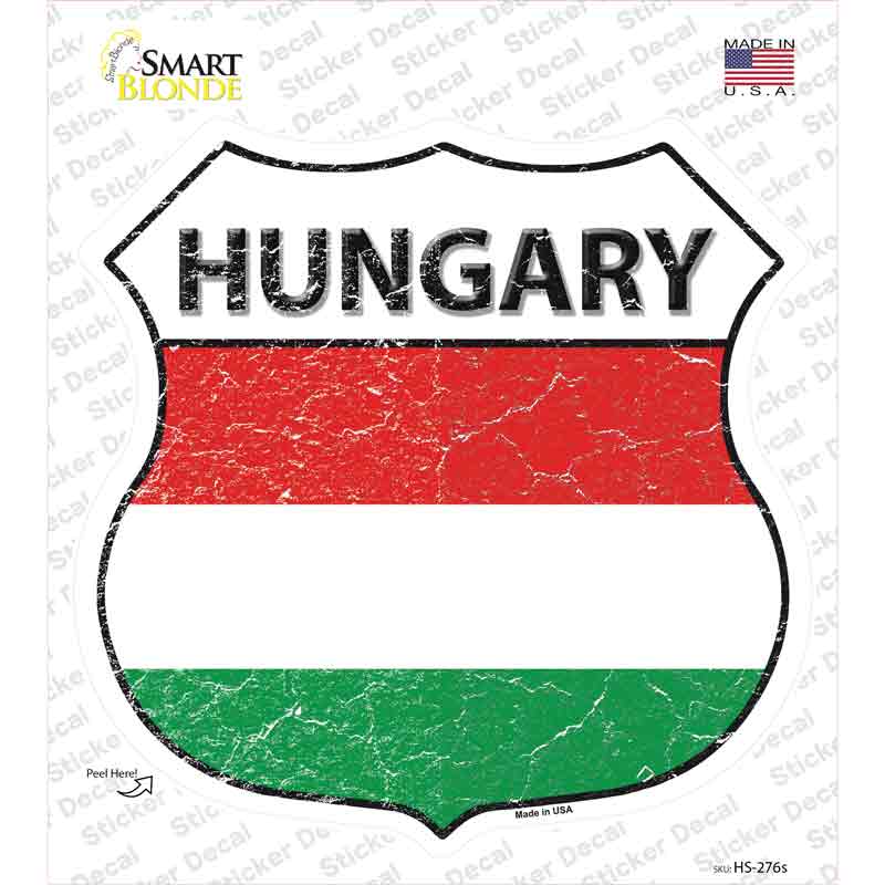 HS-276s-M Hungary Flag Novelty Highway Shield Sticker Decal - Medium