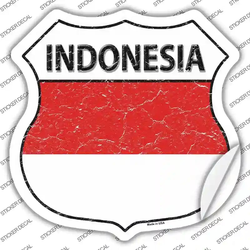 HS-280s-L Indonesia Flag Novelty Highway Shield Sticker Decal - Large