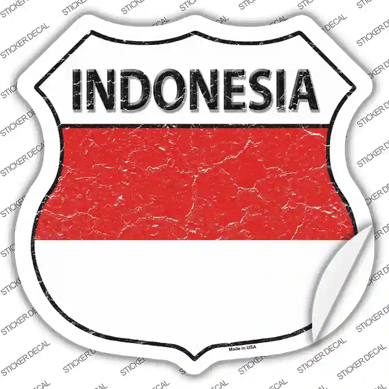 HS-280s-S Indonesia Flag Novelty Highway Shield Sticker Decal - Small