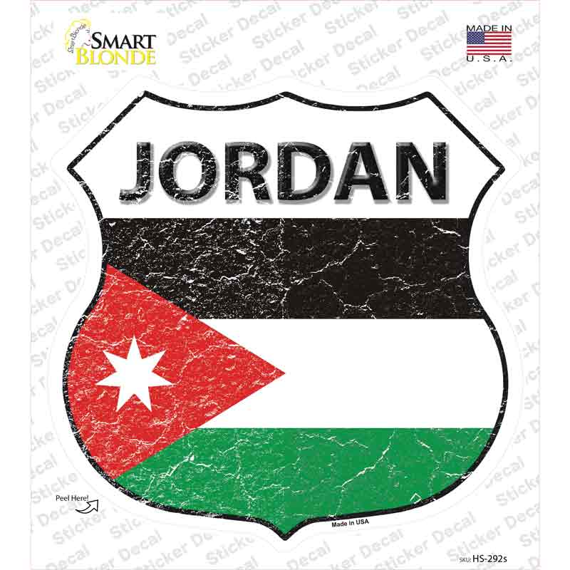 HS-292s-M Jordan Flag Novelty Highway Shield Sticker Decal - Medium