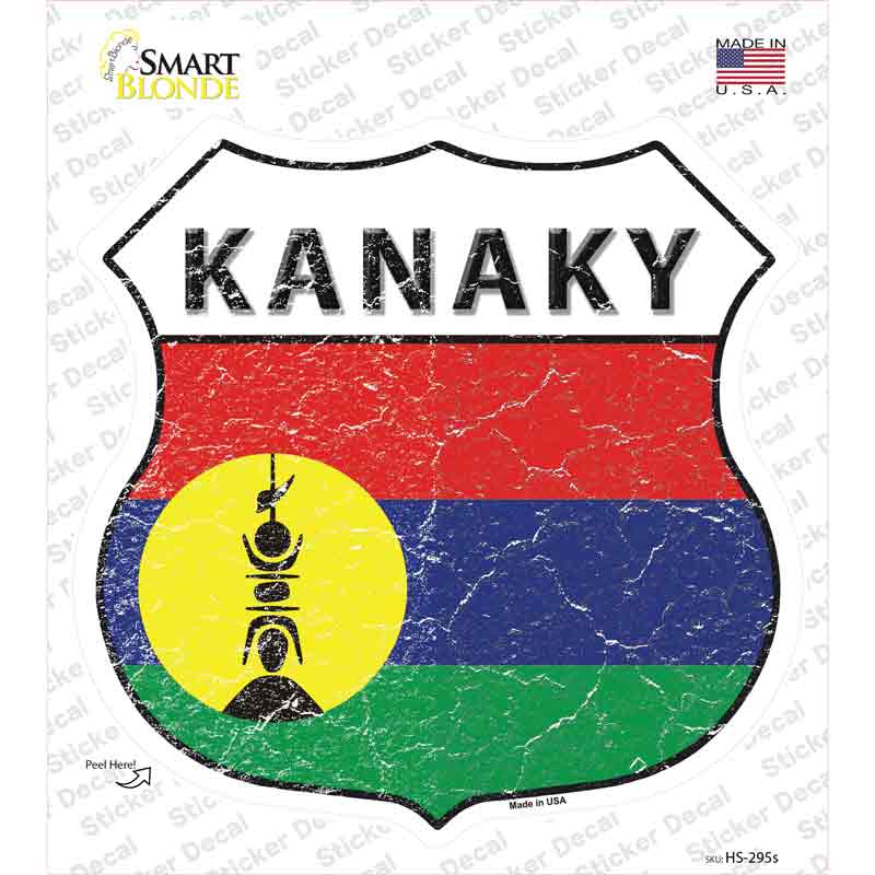 HS-295s-M Kanaky Flag Novelty Highway Shield Sticker Decal - Medium
