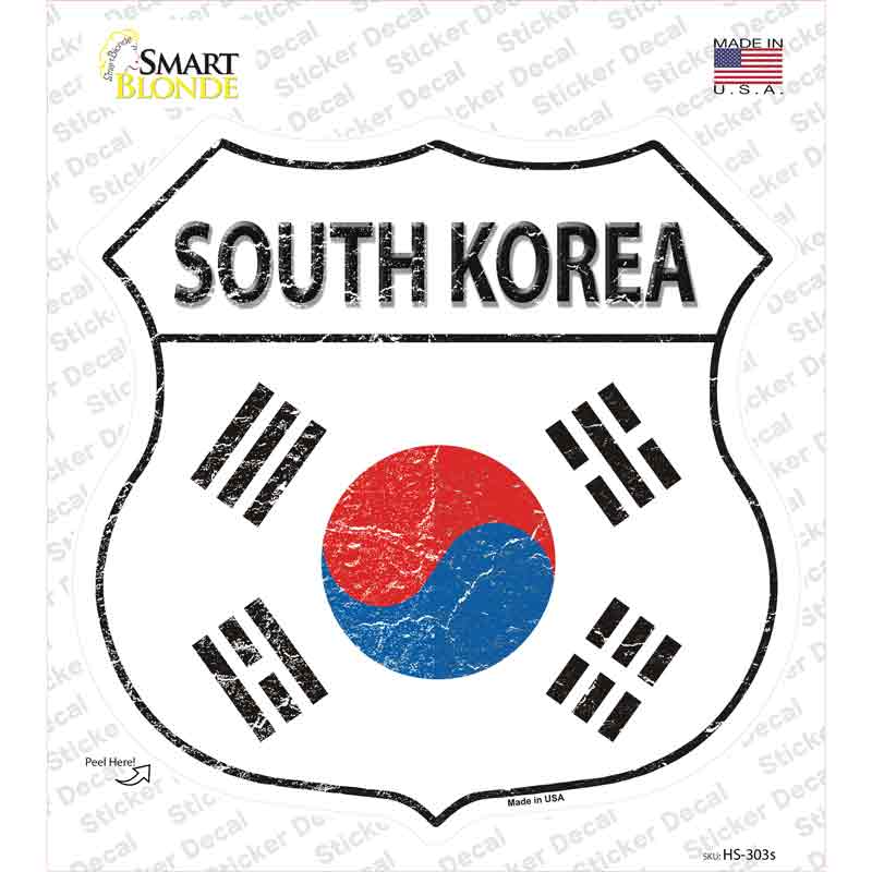 HS-303s-M South Korea Flag Novelty Highway Shield Sticker Decal - Medium