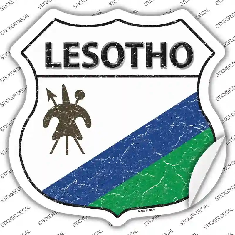 HS-311s-L Lesotho Flag Novelty Highway Shield Sticker Decal - Large