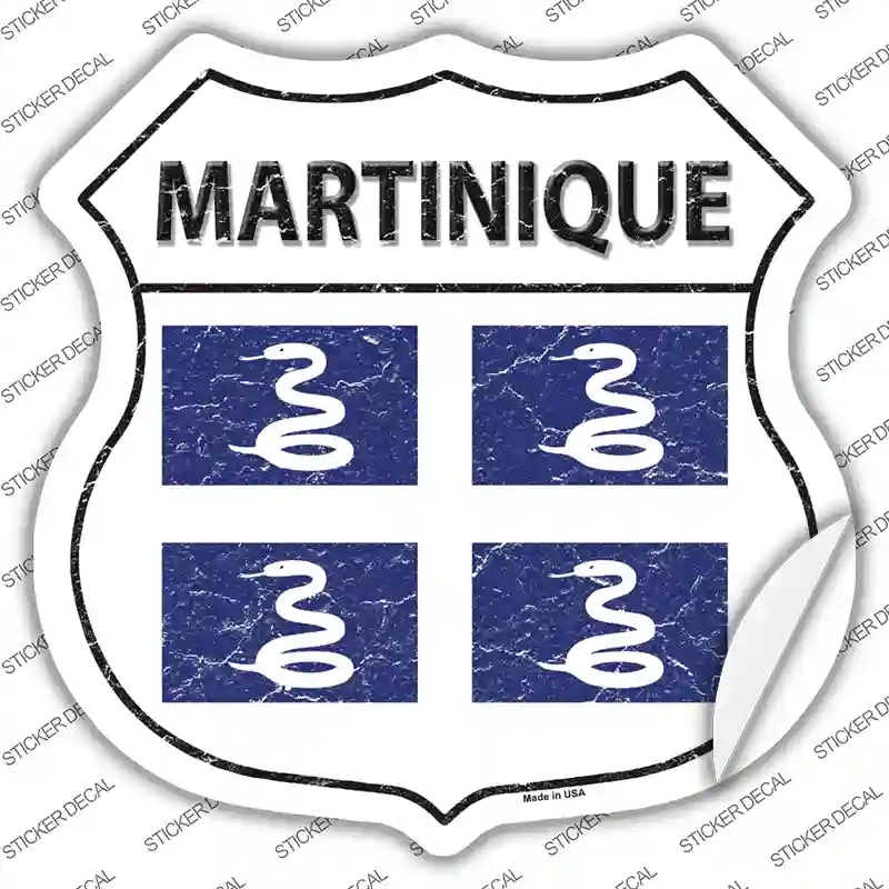 HS-328s-L Martinique Flag Novelty Highway Shield Sticker Decal - Large
