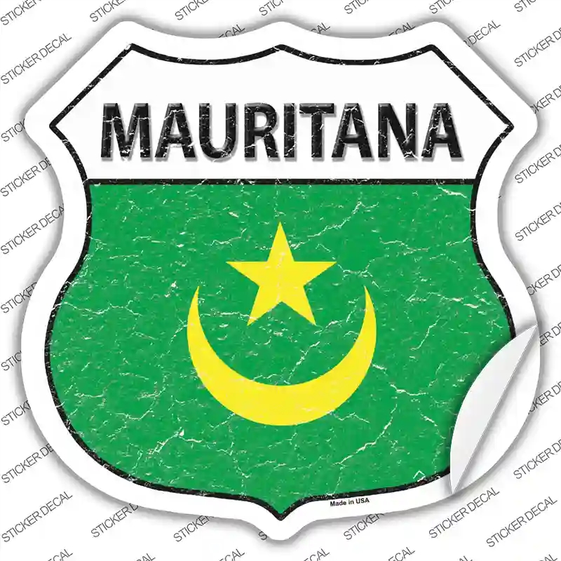 HS-329s-L Mauritania Flag Novelty Highway Shield Sticker Decal - Large
