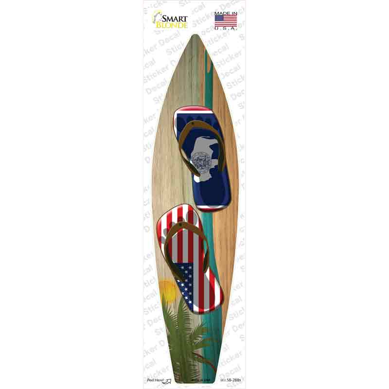 SB-288s-M Wyoming Flag Flip Flop Novelty Surfboard Sticker Decal - Medium