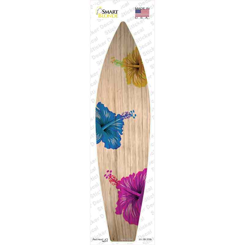 SB-318s-M Colored Hawaiian Flowers Novelty Surfboard Sticker Decal - Medium