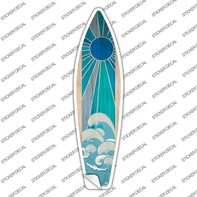 SB-332s-L Blue Sun & Waves Novelty Surfboard Sticker Decal - Large