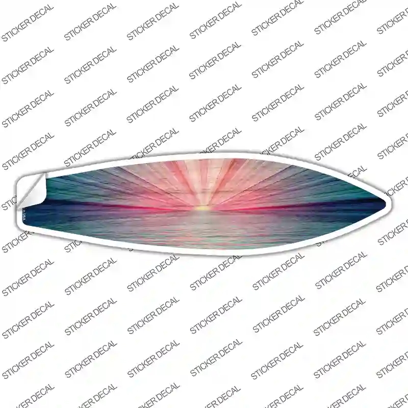 SB-345s-S Pink & Blue Sunset Novelty Surfboard Sticker Decal - Small