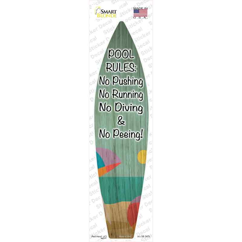 SB-347s-M Pool Rules Novelty Surfboard Sticker Decal - Medium