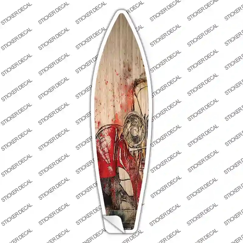 SB-353s-XL Red Curvy Car Novelty Surfboard Sticker Decal - Extra Large