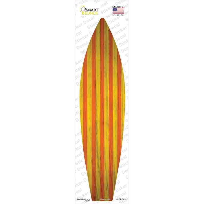 SB-363s-M Orange & Yellow Striped Novelty Surfboard Sticker Decal - Medium