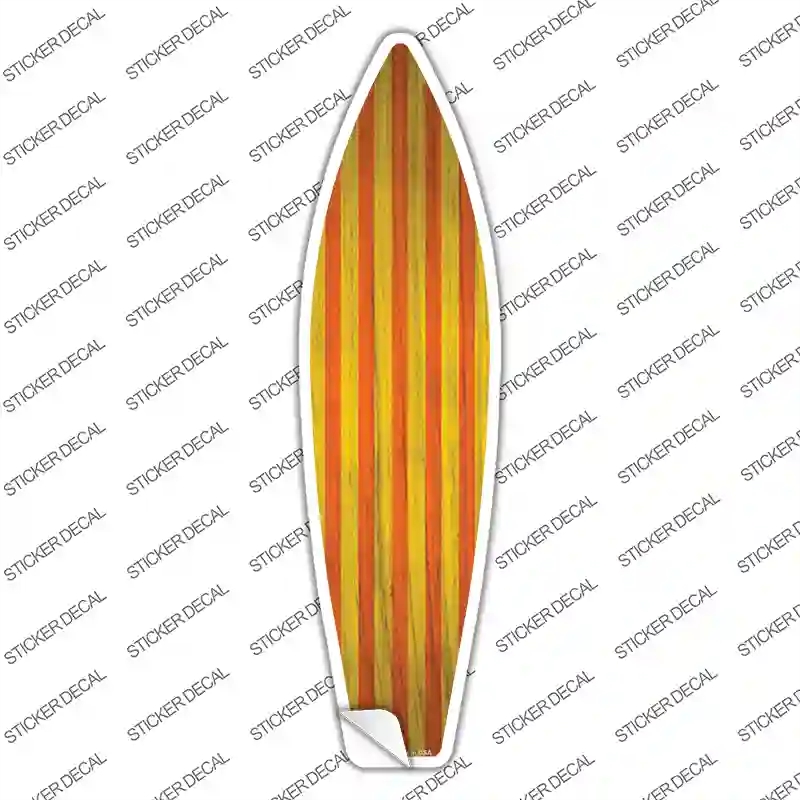 SB-363s-S Orange & Yellow Striped Novelty Surfboard Sticker Decal - Small
