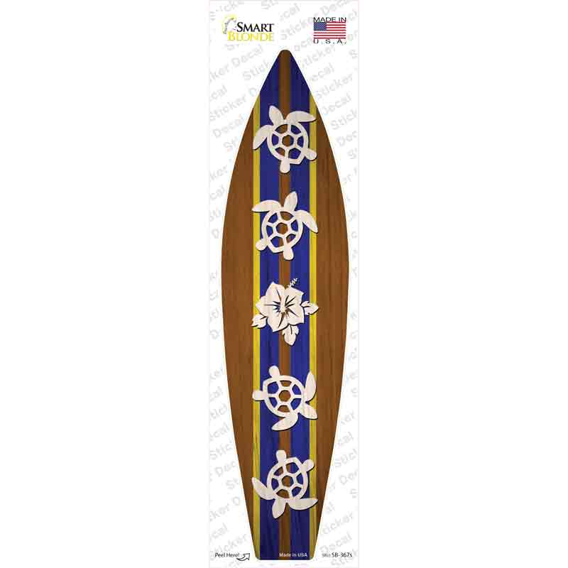 SB-367s-M Turtles & Flower Novelty Surfboard Sticker Decal - Medium