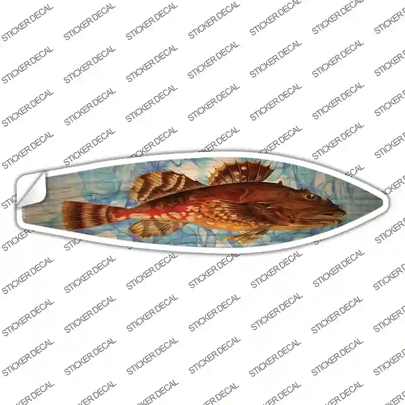 SB-379s-L Orange Fish Novelty Surfboard Sticker Decal - Large