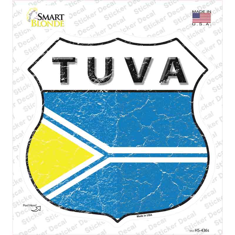 HS-436s-M Tuva Flag Novelty Highway Shield Sticker Decal - Medium