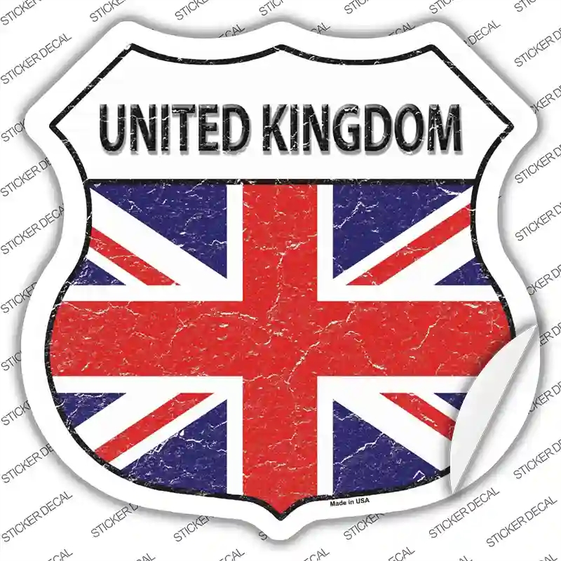 HS-443s-S United Kingdom Flag Novelty Highway Shield Sticker Decal - Small