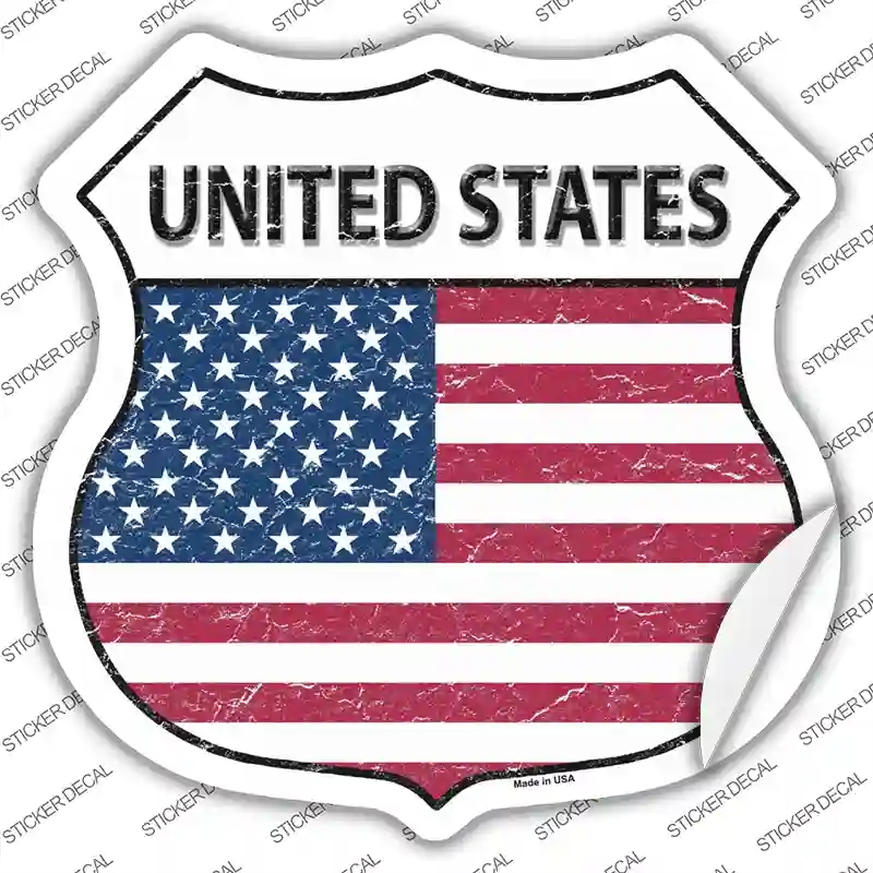 HS-444s-XL United States Flag Novelty Highway Shield Sticker Decal - Extra Large