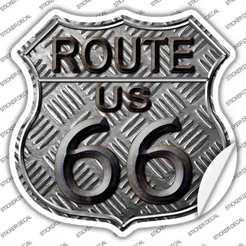 HS-478s-S Route 66 Stamped Novelty Highway Shield Sticker Decal - Small