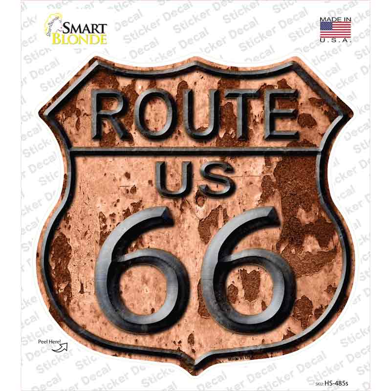 HS-485s-M Route 66 Rusty Novelty Highway Shield Sticker Decal - Medium
