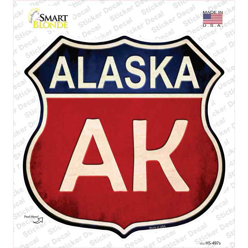 HS-497s-M Alaska Novelty Highway Shield Sticker Decal - Medium