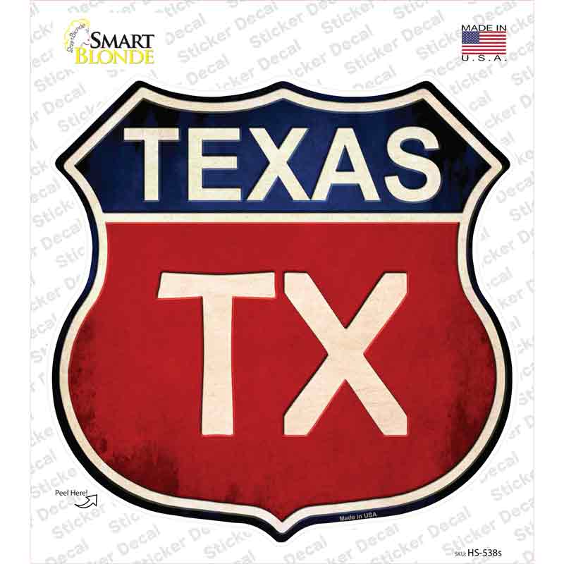 HS-538s-M Texas Novelty Highway Shield Sticker Decal - Medium