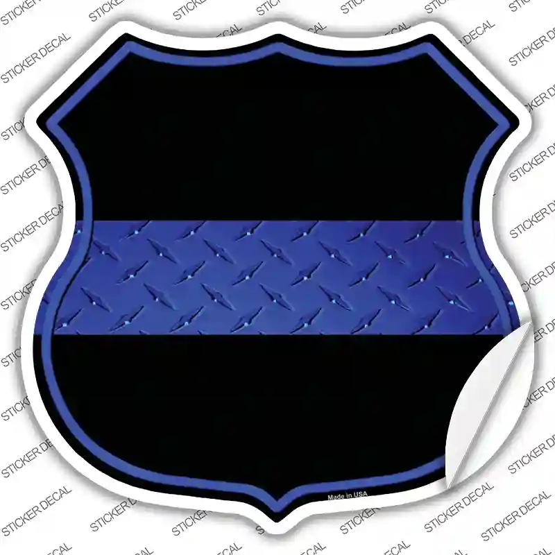 HS-546s-S Thin Blue Line Novelty Highway Shield Sticker Decal - Small